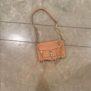 Rebecca Minkoff Tan Leather Crossbody Bag with gold accents